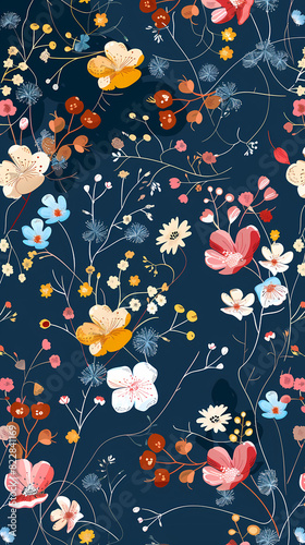 Wallpaper Mural Collection of colorful floral elements in flat color. Set of spring and summer wild flowers, plants, branches, leaves and herb. Torontodigital.ca