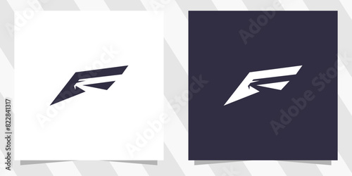 letter f with falcon logo design