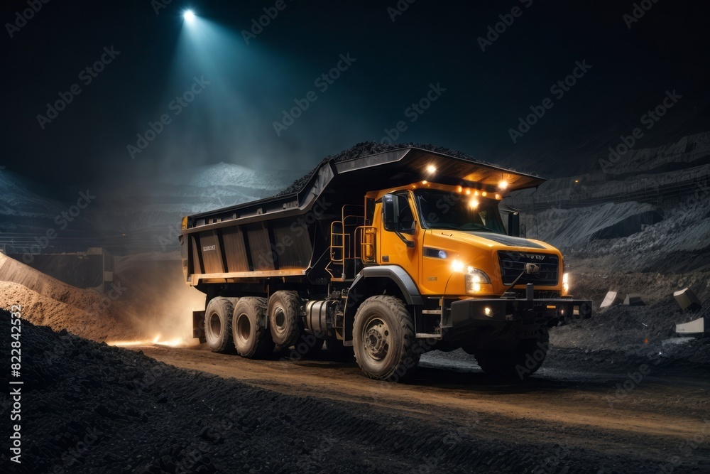 Coal mining trucks load coal and mining minerals Coal mining trucks load coal and mining minerals