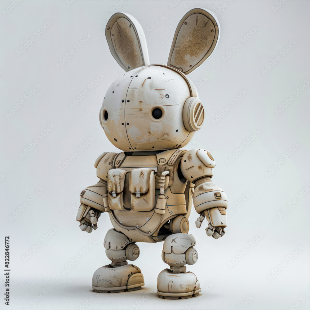 Naklejka premium A Rabbit With Robot Armor Military 3D Models