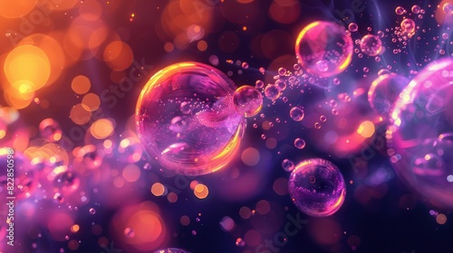 Bubbles in Colorful Bokeh Lighting