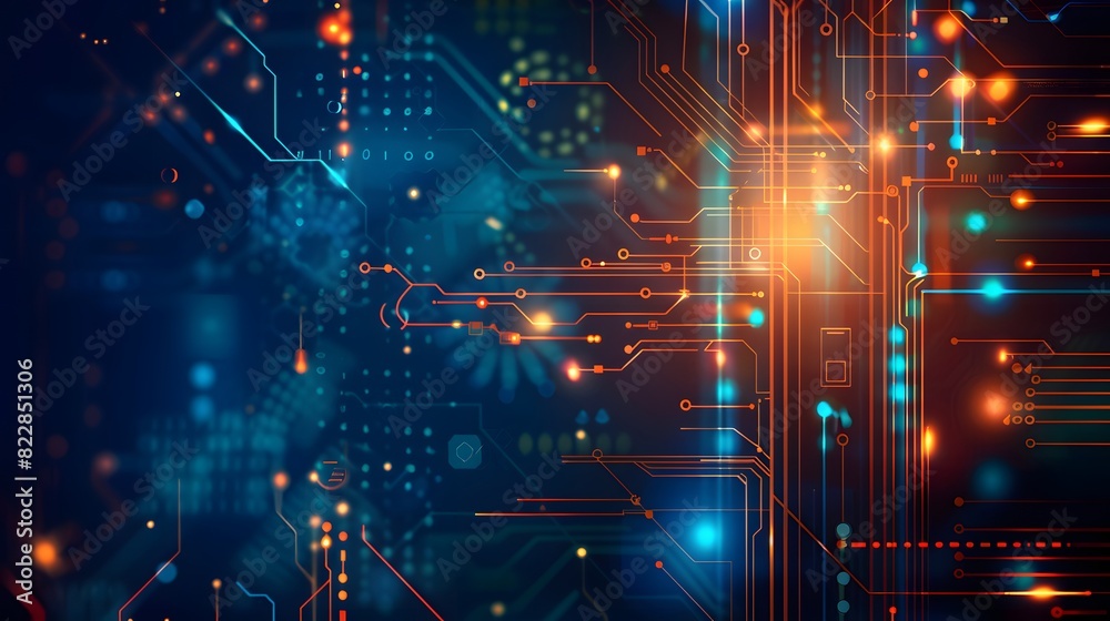 Obraz premium Abstract Digital Background with Binary Code and Glowing Lights