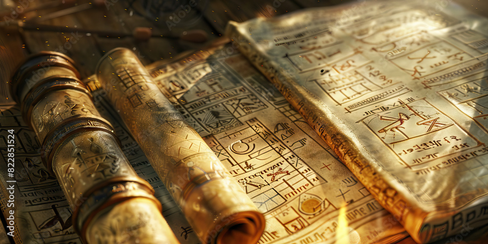 The Alchemist's Repository: Ancient books and scrolls, filled with cryptic formulas and symbols. The Alchemist's Repository: Ancient books and scrolls, filled with cryptic formulas and symbols.