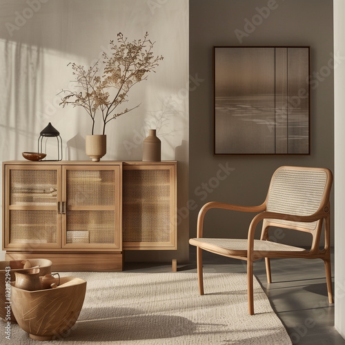 Latan furniture with a warm buttery filter sensibility photo