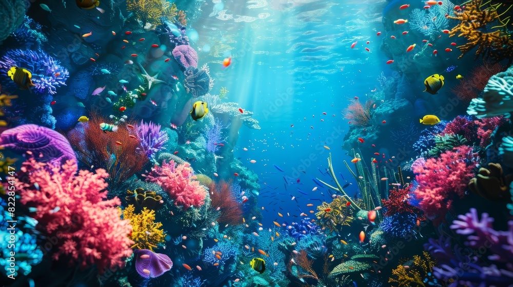 Fototapeta premium Reef awareness day background concept with copy space area for text. World Oceans Day and World Water Day. Beautiful sea background