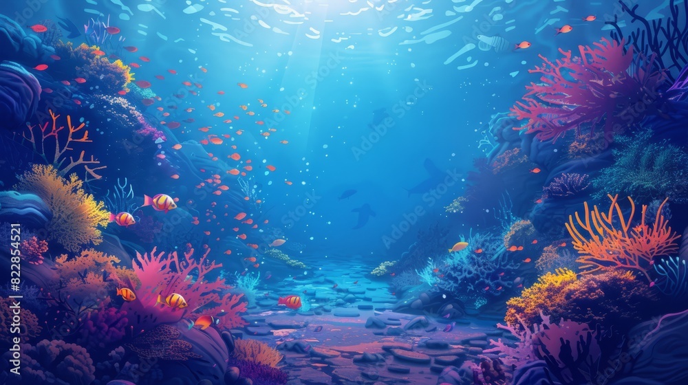 Fototapeta premium Reef awareness day background concept with copy space area for text. World Oceans Day and World Water Day. Beautiful sea background