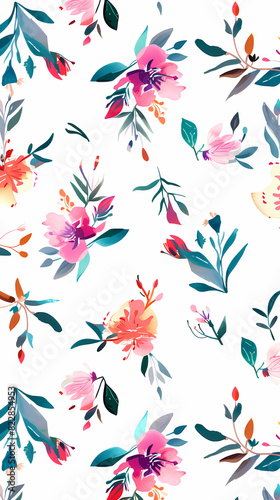 Collection of colorful floral elements in flat color. Set of spring and summer wild flowers  plants  branches  leaves and herb.