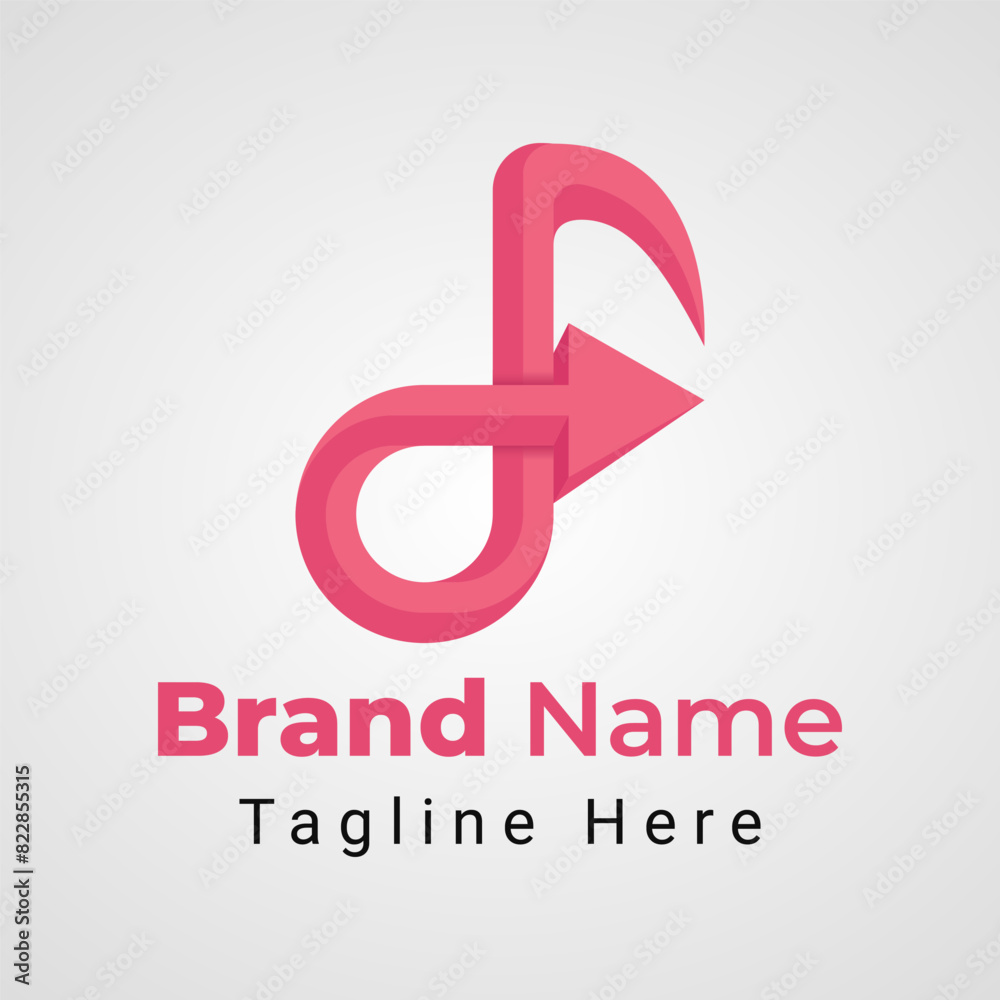 Note Music Arrow Logo, combination of arrow or direction symbol and Music Note logo Note Music Arrow Logo, combination of arrow or direction symbol and Music Note logo