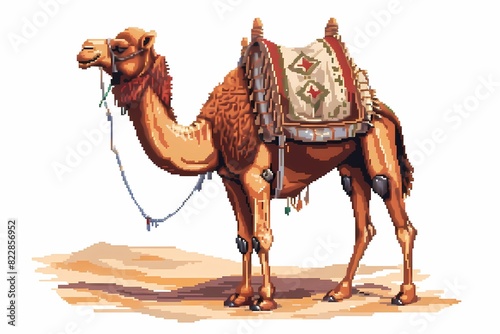 pixel art, illustration of a camel photo