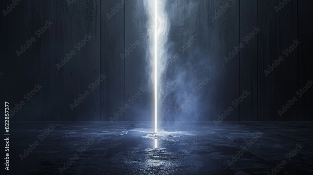 Empty futuristic dramatic sci-fi scene. Reflection of neon lights on wet asphalt. Dark background. Generative AI Empty futuristic dramatic sci-fi scene. Reflection of neon lights on wet asphalt. Dark background. Generative AI