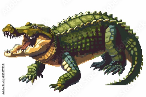 pixel art  illustration of a crocodile
