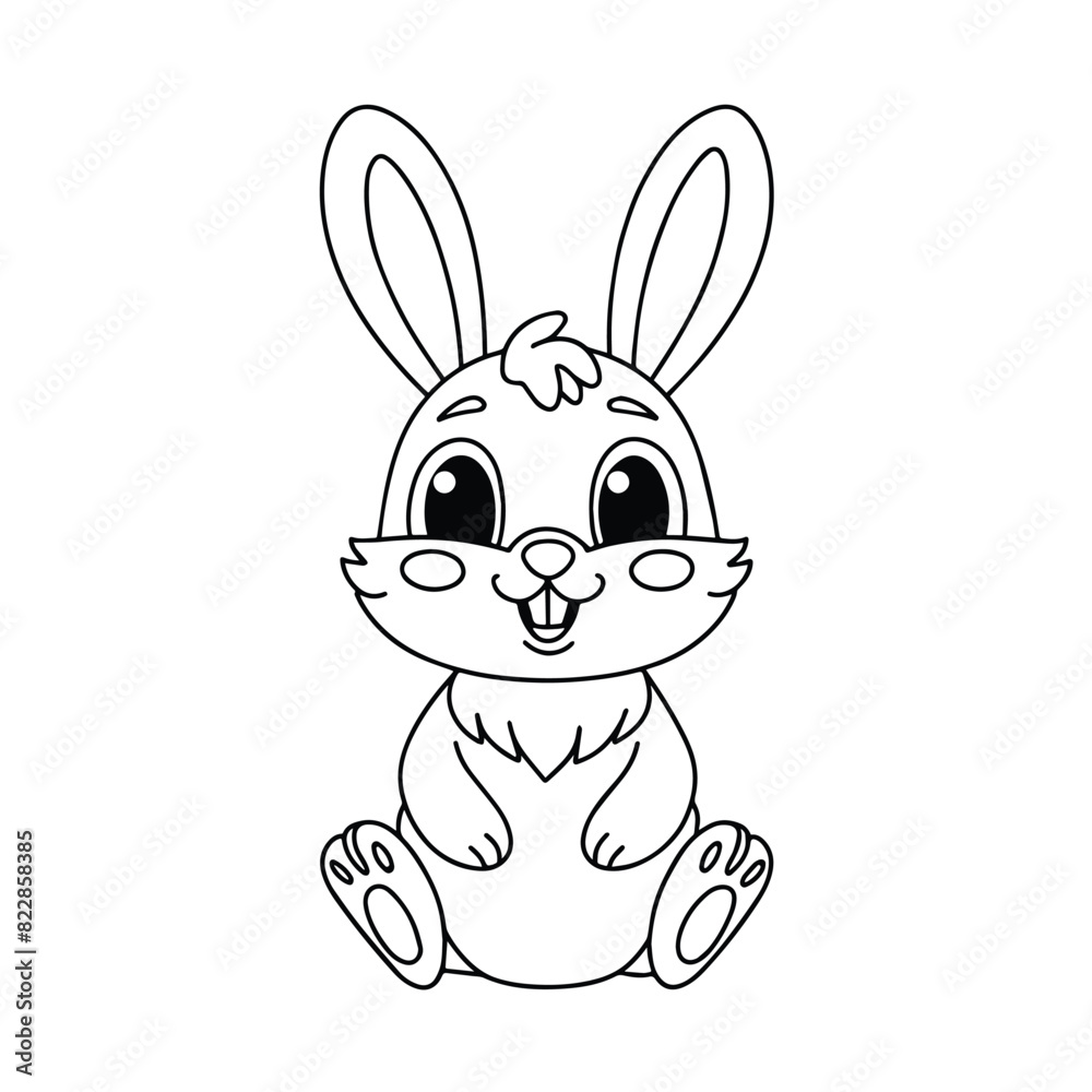 Obraz premium Cute rabbit cartoon coloring page illustration vector. For kids coloring book