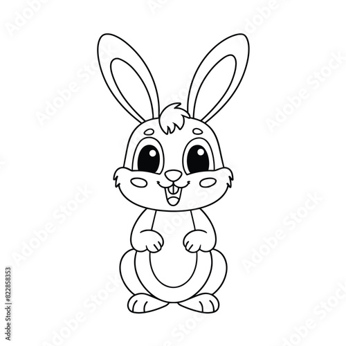 Cute rabbit cartoon coloring page illustration vector. For kids coloring book