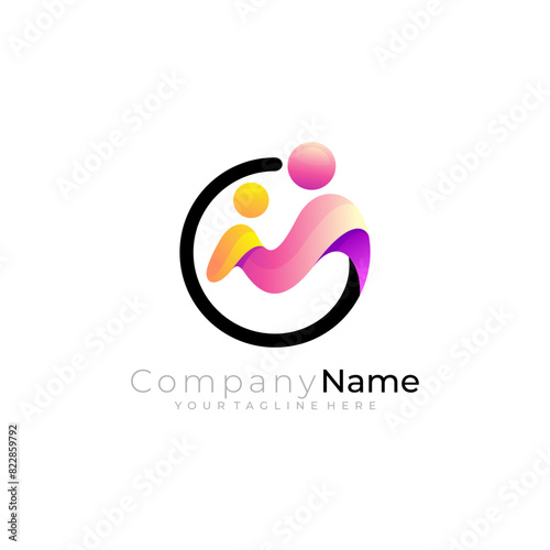 Couple of people logo, unity design template, charity logos