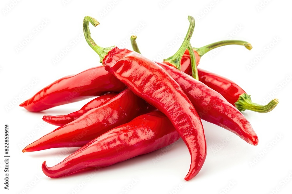 Red cayenne pepper or cabe rawit merah isolated white background - generative ai