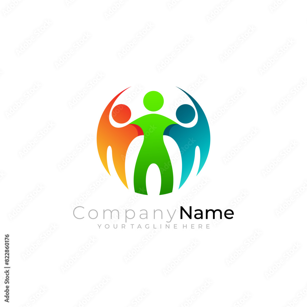 Family logo with circle design colorful, 3d style logos, social Family logo with circle design colorful, 3d style logos, social