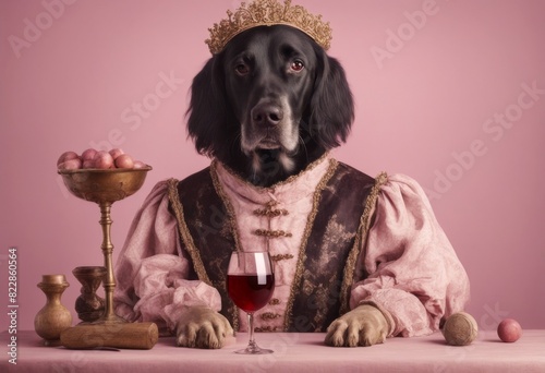 style aded vintage pastel clothing comparison baroque wine royalty pink collage artwork medieval model renaissance dog creative background concept eras person photo