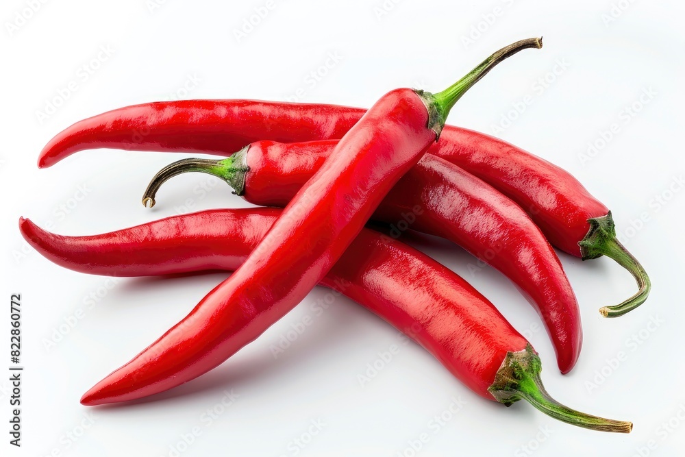 Red cayenne pepper or cabe rawit merah isolated white background - generative ai
