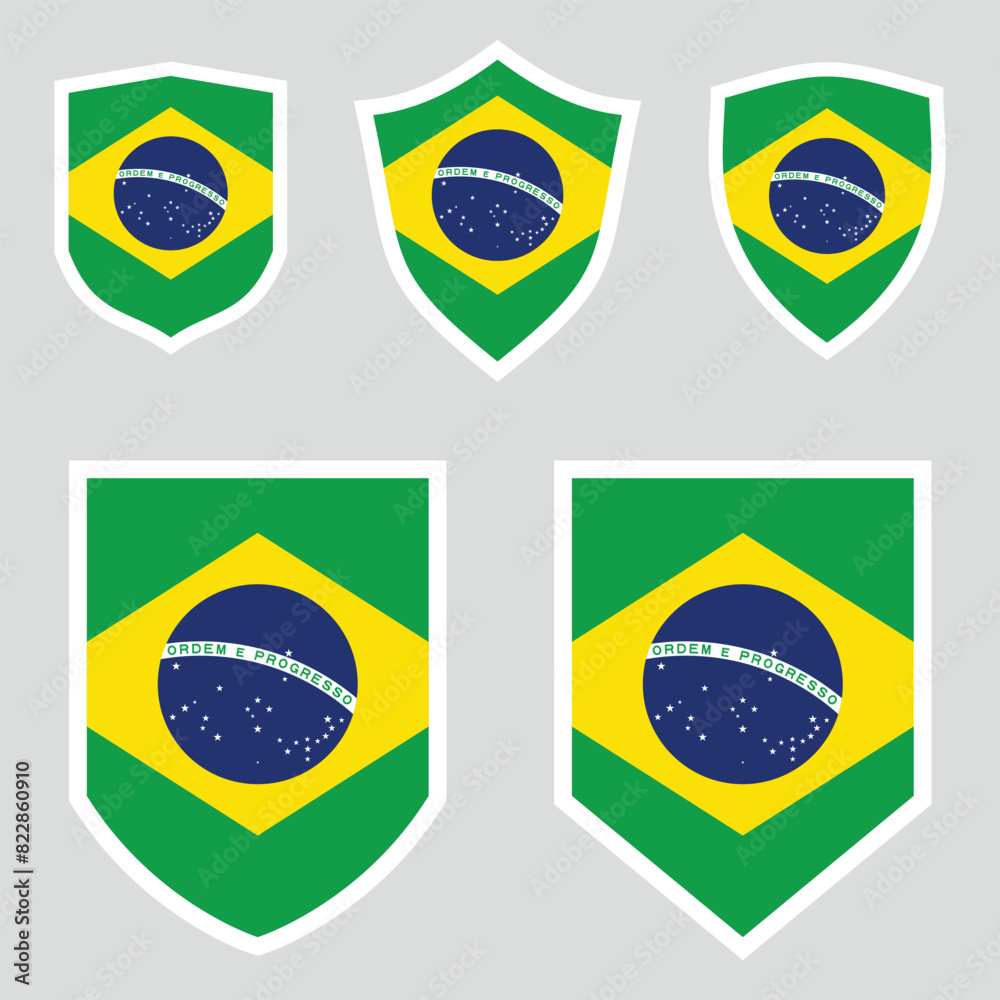 Fototapeta premium Brazil Set shield frame