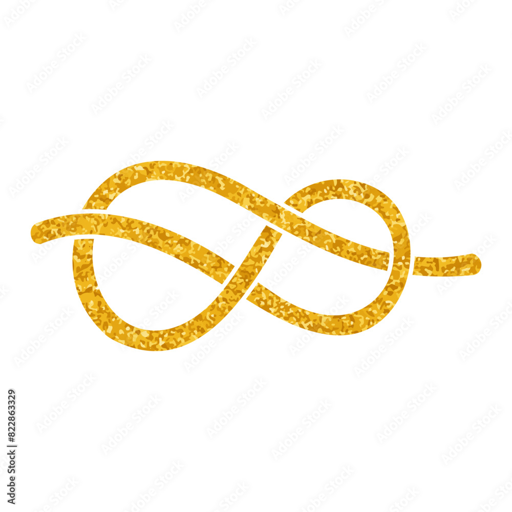 Rope knot drawing in gold color style Rope knot drawing in gold color style