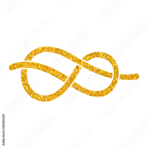 Rope knot drawing in gold color style