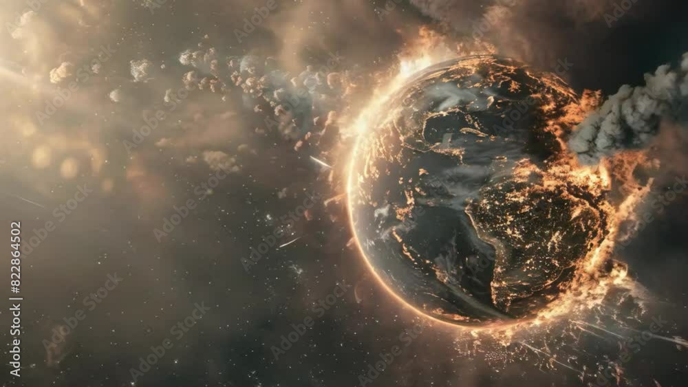 Earth Engulfed in Fiery Apocalypse from Space Concept Climate Change

