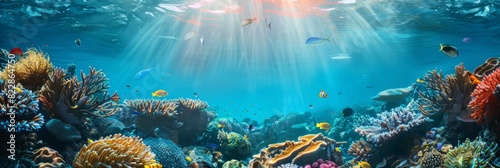Reef awareness day background concept with copy space area for text. World Oceans Day and World Water Day. Beautiful sea background