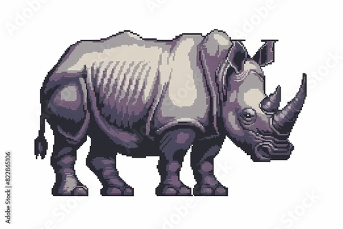 pixel art. illustration of a rhino