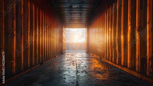 Open Cargo Container at Sunset