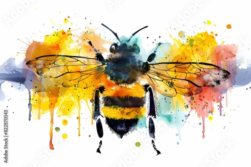 watercolor art. illustration of a bee