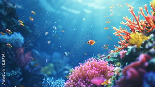 Reef awareness day background concept with copy space area for text. World Oceans Day and World Water Day. Beautiful sea background © Mentari