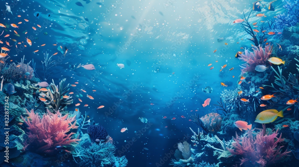 Fototapeta premium Reef awareness day background concept with copy space area for text. World Oceans Day and World Water Day. Beautiful sea background