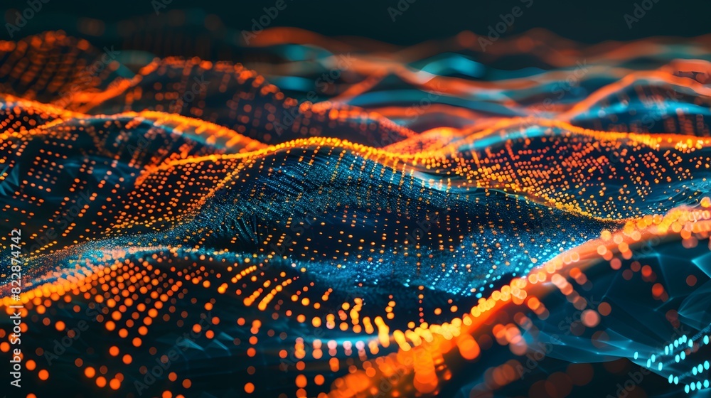 Abstract Futuristic Glowing Orange and Blue Digital Wave Abstract Futuristic Glowing Orange and Blue Digital Wave