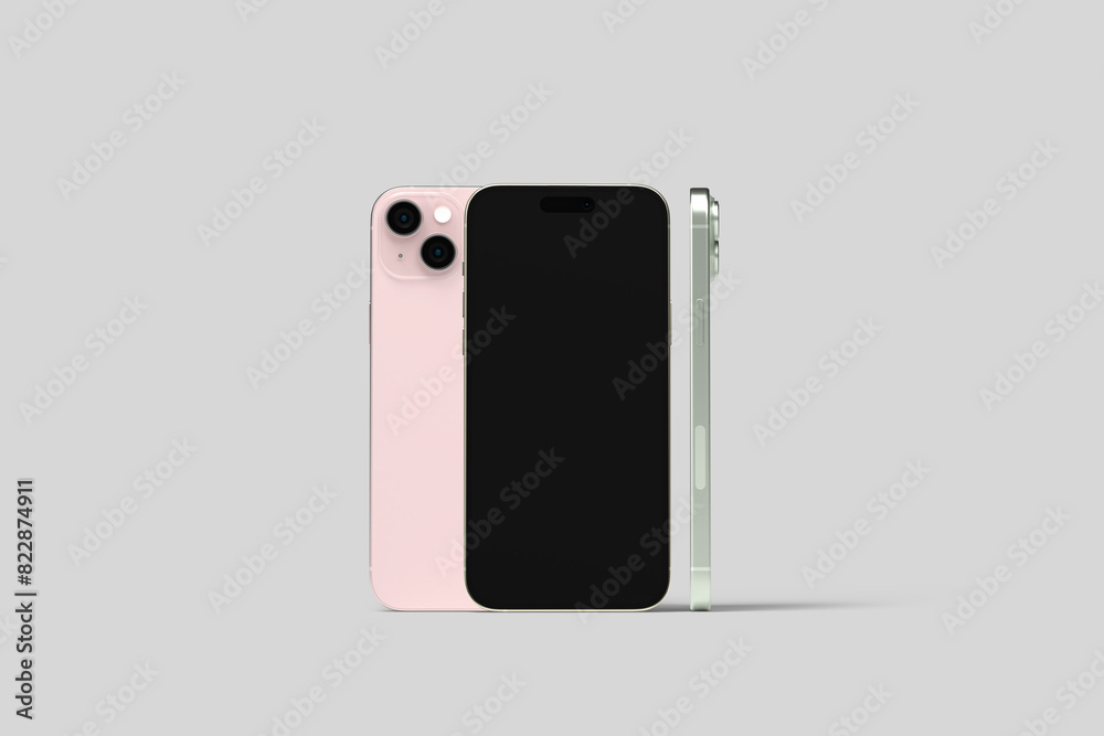 Realistic mobile blank mockup front view angle Realistic mobile blank mockup front view angle