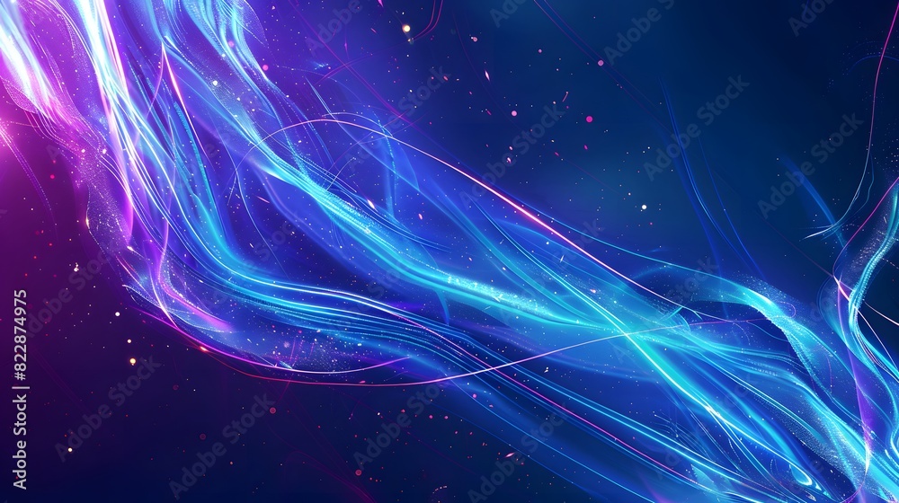 Fototapeta premium Abstract blue and purple dynamic background. Futuristic vivid neon swirl lines. Light effect.