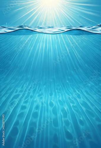 under water copy space background with summer sun beam