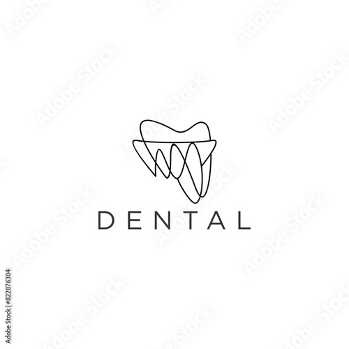 Dental Logo, Elegant Luxury with simple line art.