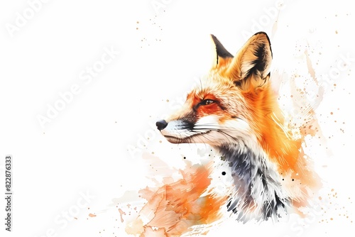 watercolor art. illustration of a fox