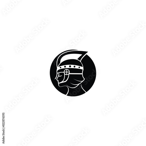 Greek goddess athena line art logo icon design template.