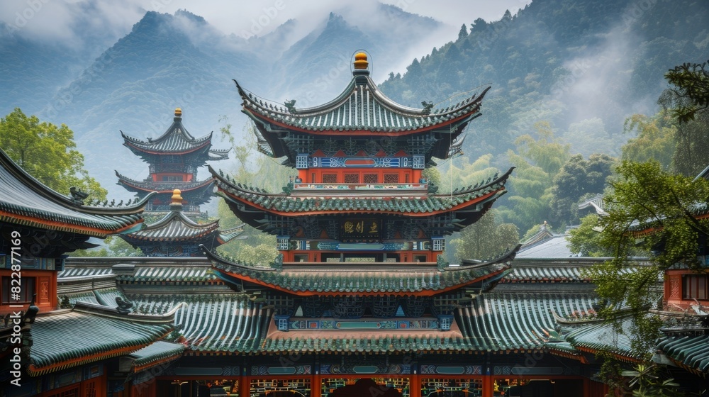 Fototapeta premium A series of photographs capturing the stunning architecture and landscapes of different countries showcasing the unique beauty and diversity of each culture.