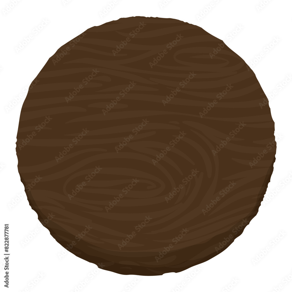 Round button like a log in cartoon style on white background, Vector illustration