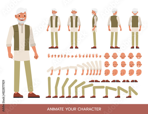 Indian businessman wear cream shirt character vector illustration design. Create your own pose.