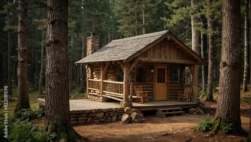 wooden house in the woods