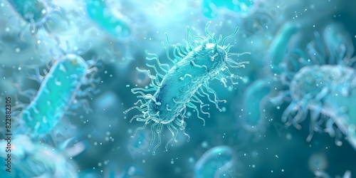 Illustration of Pathogenic Microorganisms Spreading Contagious Diseases and Infections. Concept Pathogenic Microorganisms, Contagious Diseases, Infections, Illustration, Spread