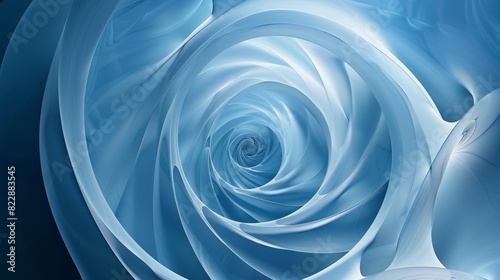 An abstract background featuring a golden ratio spiral in shades of blue