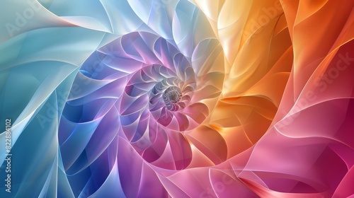 An abstract background featuring a golden ratio spiral in shades of generally colorful photo
