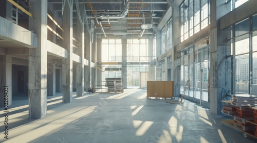 empty office space under construction of a interior view