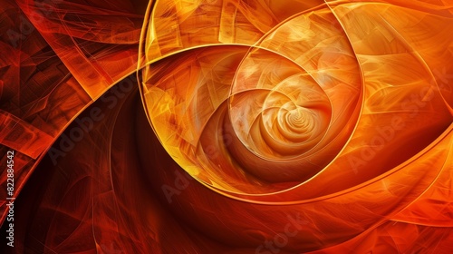 An abstract background featuring a golden ratio spiral in shades of burnt orange
