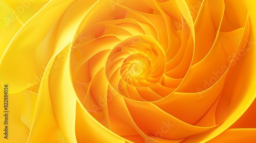 An abstract background featuring a golden ratio spiral in shades of sunshine yellow
