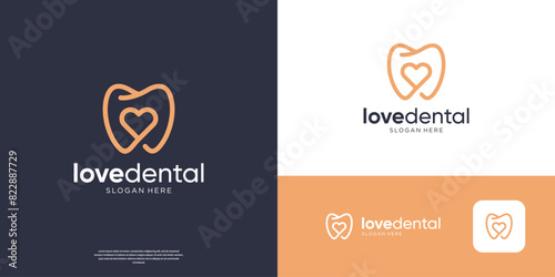 Elegant dental clinic logo icon, Abstract dentistry logo design template.